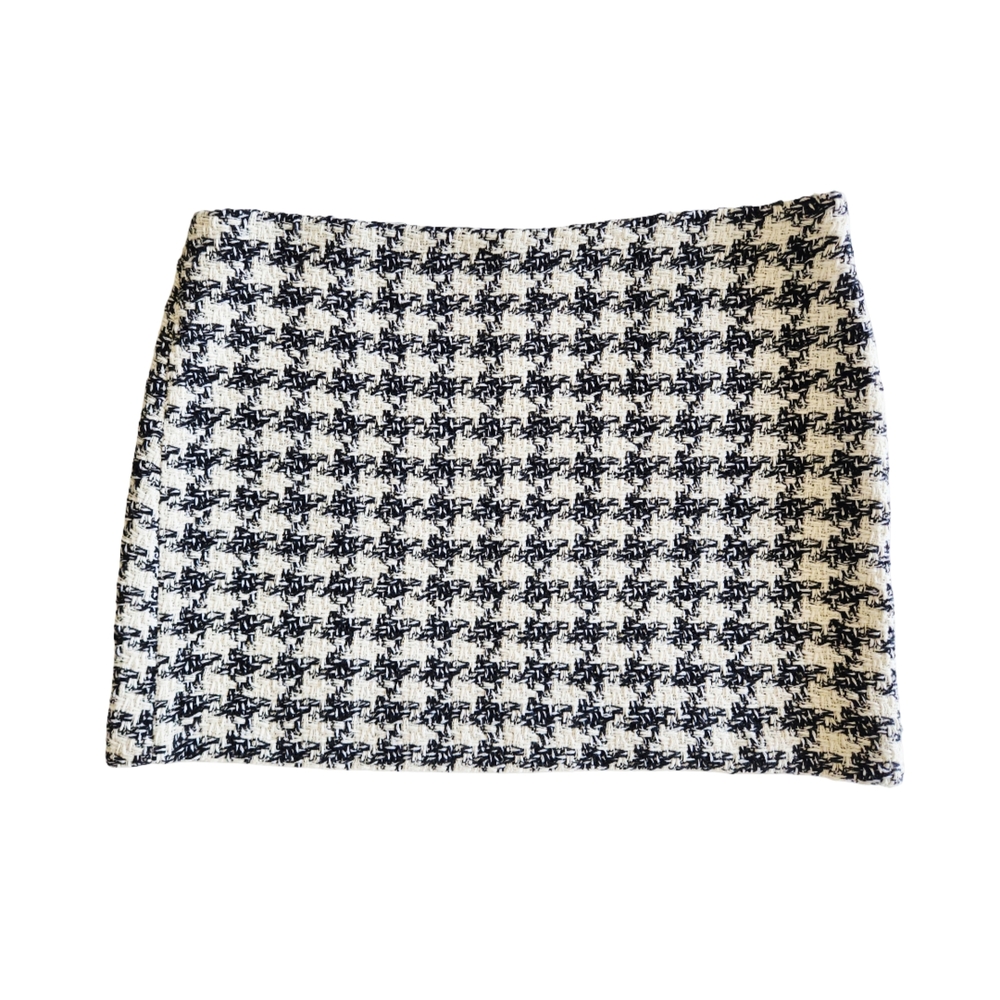 Mango Black and White Mini Pencil Skirt with Lining